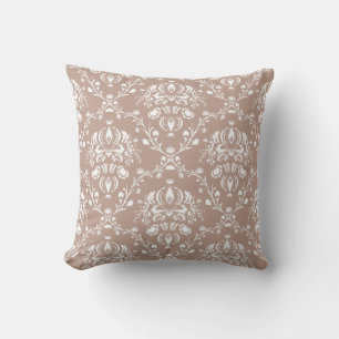 Eggplant Purple Damask Cushion