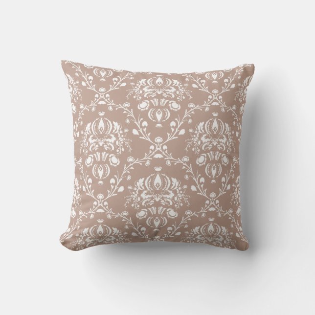Eggplant Purple Damask Cushion (Front)