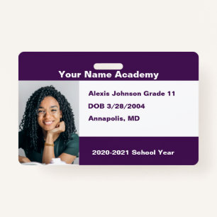 Eggplant Purple Do It Yourself Custom Homeschool ID Badge