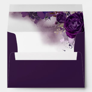 Eggplant Purple Floral Elegant Wedding Envelopes