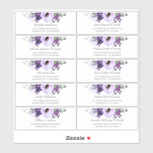 Eggplant Purple Flowers Guest Names Address Labels