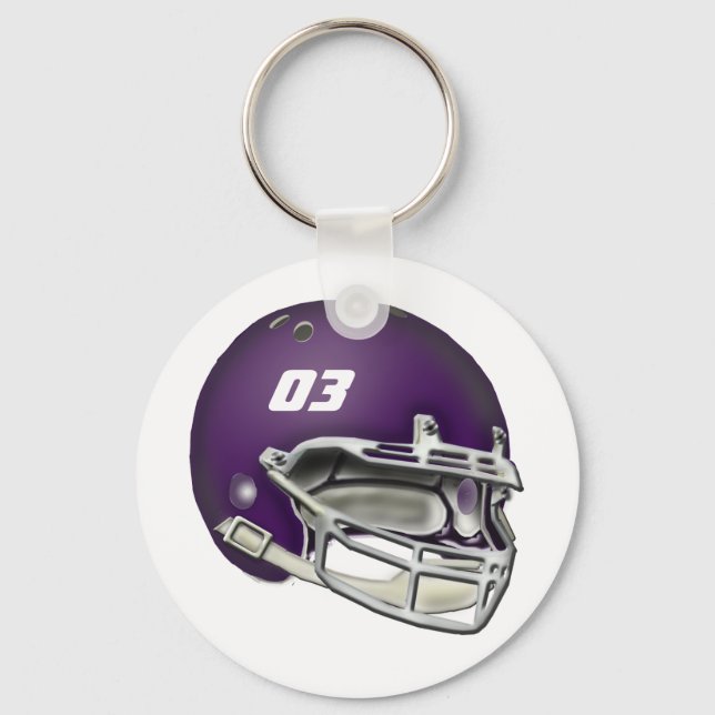 Eggplant Purple Football Helmet Key Ring (Front)