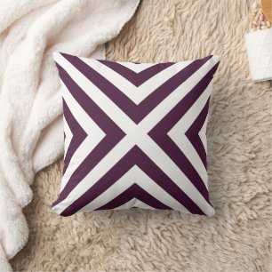 Eggplant Purple Geometric Decorative Throw Pillow