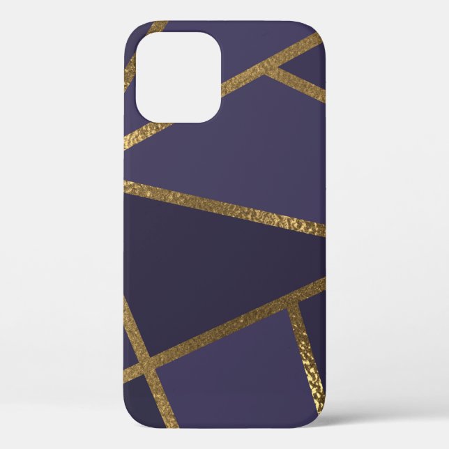 Eggplant Purple Gold Bronze Geometric Glam Chic Case-Mate iPhone Case (Back)