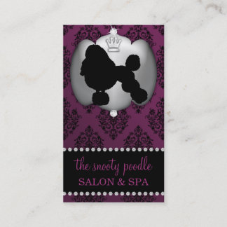 Eggplant Purple Jewelled Damask Dog Grooming/Spa Business Card