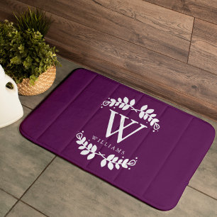 Eggplant Purple Monogram Bath Mat