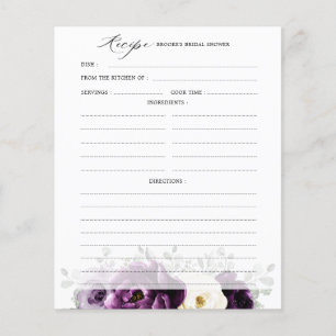 Eggplant Purple Plum Ivory Bridal Shower Recipe