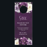 Eggplant Purple Plum Ivory Wedding Do Not Disturb  Door Hanger<br><div class="desc">Elegant floral midsummer wedding do not disturb door hanger features a bouquet of watercolor roses peonies in shades of purple plum, champagne ivory floral and sage , lush green botanical eucalyptus leaves. Please find more matching designs and variations from my "blissweddingpaperie" store. And feel free to contact me for further...</div>