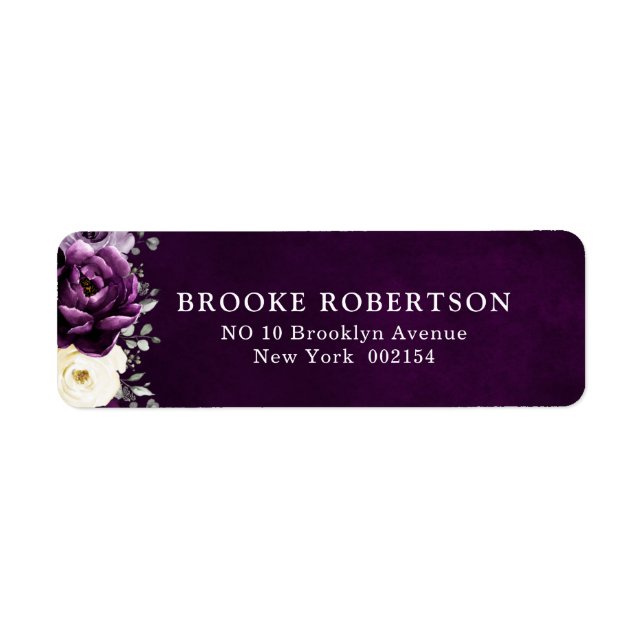 Eggplant Purple Plum Ivory White Wedding Address   (Front)