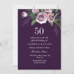 Eggplant Purple Plum Rose Womans 50th Birthday Invitation<br><div class="desc">Eggplant Purple Plum Rose Womans 50th Birthday Invitation

Matching collection in Niche and Nest store.

Design courtesy of: https://www.etsy.com/shop/SmallHouseBigPony</div>