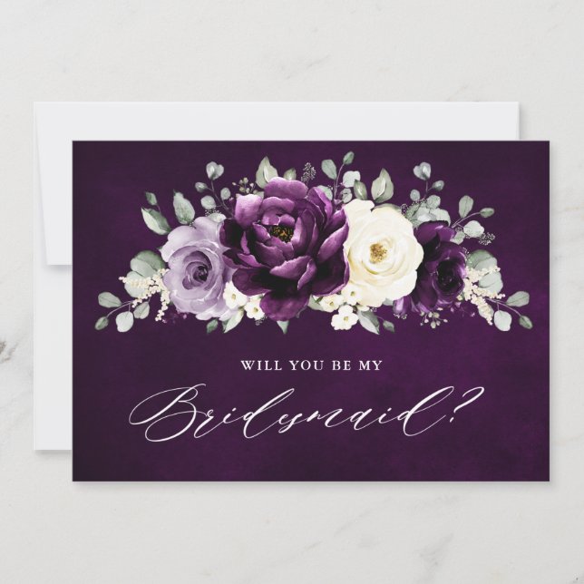 Eggplant Purple Plum Will you be my Bridesmaid Inv Invitation (Front)