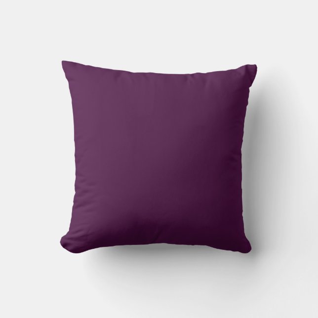 Eggplant Purple Solid Plain Throw Pillow (Front)