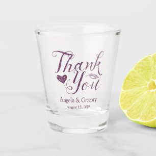 Eggplant Purple Thank You Wedding Favour Shot Glass
