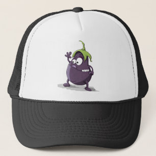 Eggplant purple vegetable eyes trucker hat