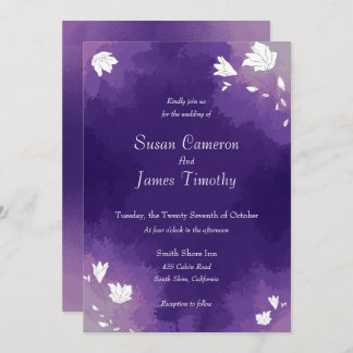 Eggplant Purple watercolor Wedding Invitation