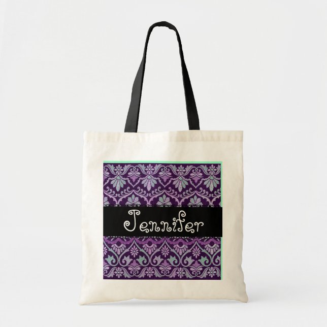 Eggplant Purple  Wedding Damask Bridesmaid Bag (Front)