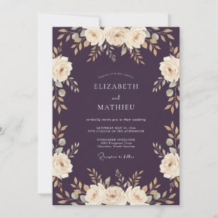 Eggplant Rich Romantic Wedding Invitation