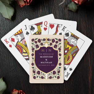 Eggplant Royal Sword Shield Wedding Favor Playing Cards