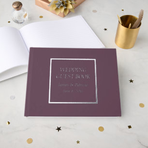 Eggplant Simple Stylised Lettering Wedding Guest Book
