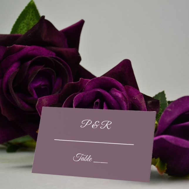 Eggplant Simple Stylised Script Wedding Place Card (In Situ Wedding)