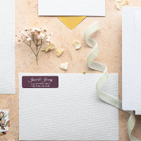 Eggplant Stylised Names Wedding Return Address