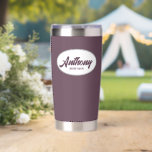 Eggplant Stylised Wedding Best Man<br><div class="desc">Gift your wedding Best Man this personalised,  stainless steel,  thermal tumbler with his name in stylised script in a white oval design. Background and script is a trendy eggplant colour. Personalise your thermal tumbler by editing and replacing Best Man's name with desired name.</div>