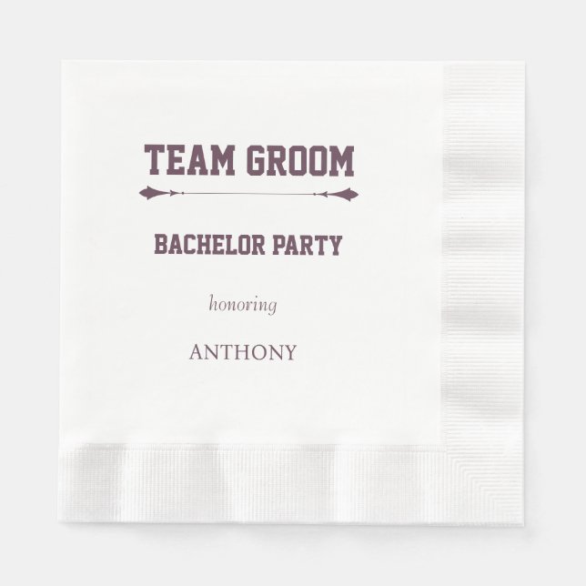 Eggplant Team Groom Bachelor Party Napkin (Front)