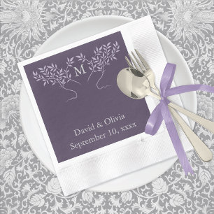 Eggplant Tree of Life Wedding Napkin