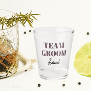 Eggplant Wedding Team Groom Personalised Shot Glass