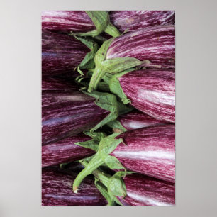 Eggplants at a market poster