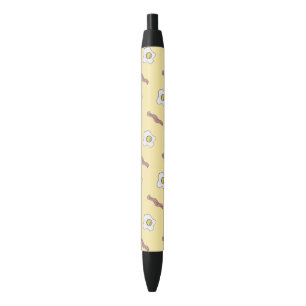 Eggs and Bacon Breakfast Foodie Funny Pattern Black Ink Pen
