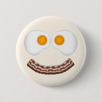 Eggs and Bacon Grin Button