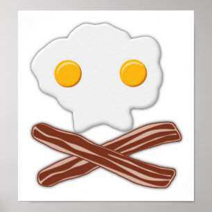 Eggs and Bacon Skull Funny Poster