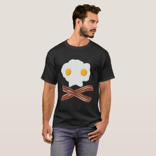Eggs and Bacon Skull Funny Tshirt blk