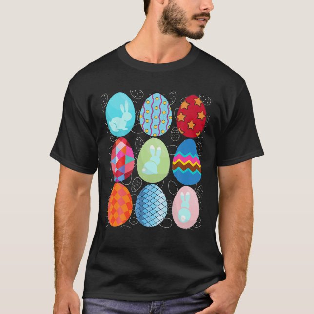 Eggs And Bunny Rabbits Cute Easter T-Shirt (Front)