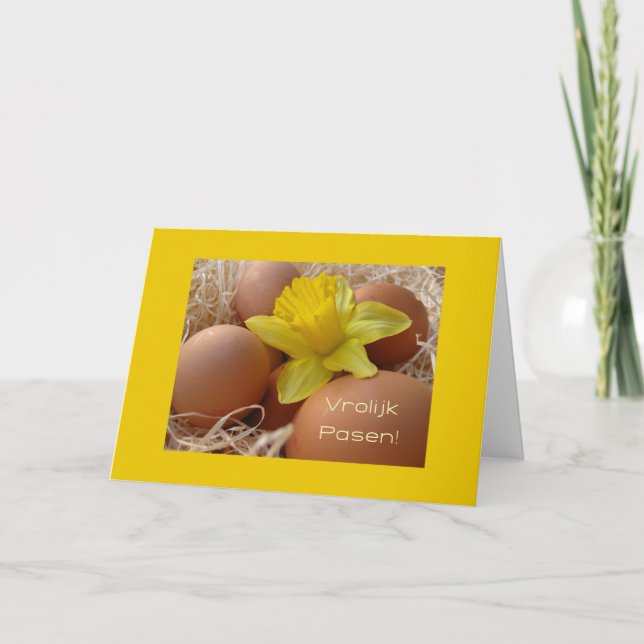 Eggs and daffodil easter greeting- dutch holiday card (Front)