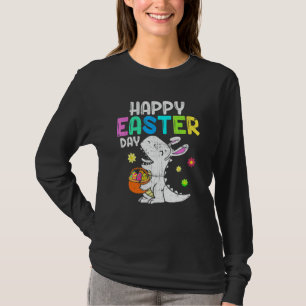 Eggs Basket Bunny T Rex Dinosaur Happy Easter Day T-Shirt