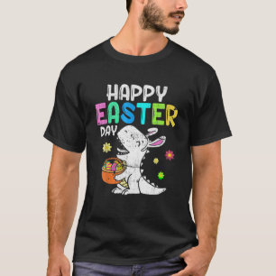 Eggs Basket Bunny T Rex Dinosaur Happy Easter Day T-Shirt