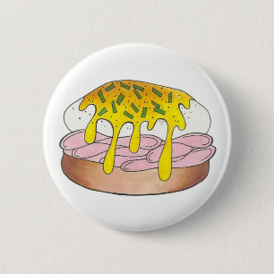 Eggs Benedict Breakfast Diner Food Foodie Ham 6 Cm Round Badge