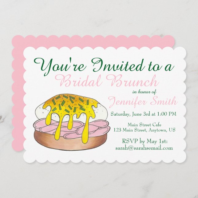 Eggs Benedict Bridal Wedding Shower Brunch Invitation (Front/Back)