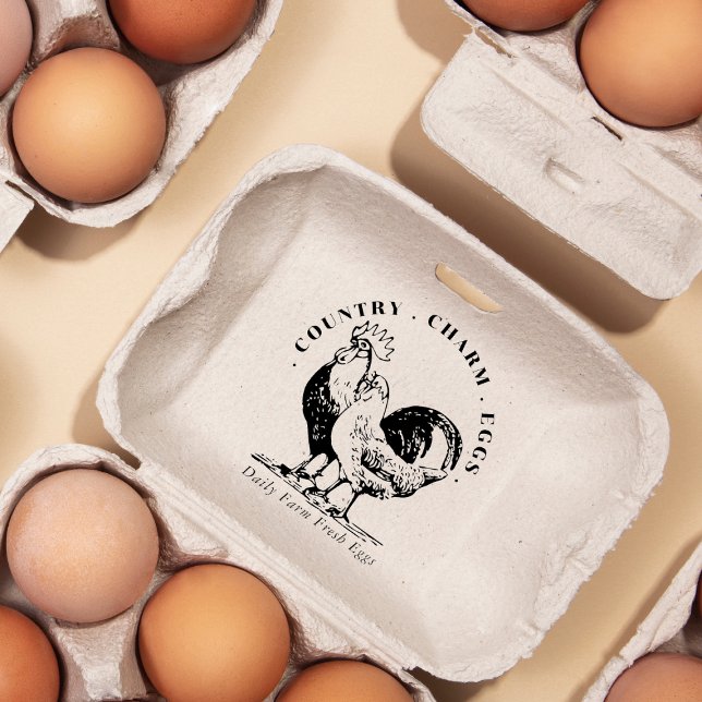 Eggs Carton Family Farm Country Signature  Rubber Stamp (Creator Uploaded)