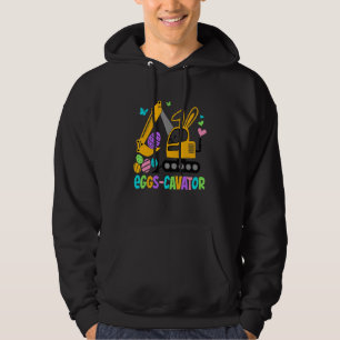 Eggs Cavator Easter Bunny Excavator Cute Boys Kids Hoodie