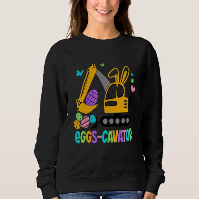 Eggs Cavator Easter Bunny Excavator Cute Boys Kids Sweatshirt (Front)