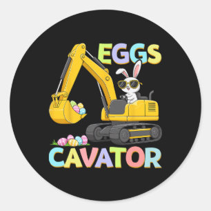 Eggs Cavator Easter Bunny Excavator Funny Rabbit B Classic Round Sticker
