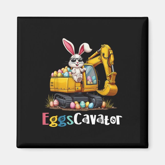 Eggs-cavator Easter Bunny Excavator Toddler Boys E Magnet (Front)
