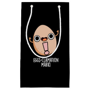 Eggs-clamation Mark Funny Egg Pun Dark BG Small Gift Bag