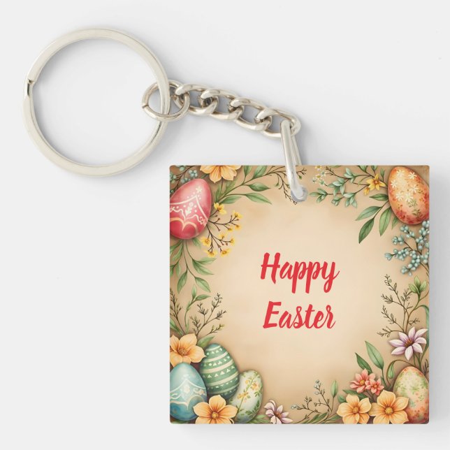 Eggs Easter Vintage Trendy Collection Key Ring (Front)