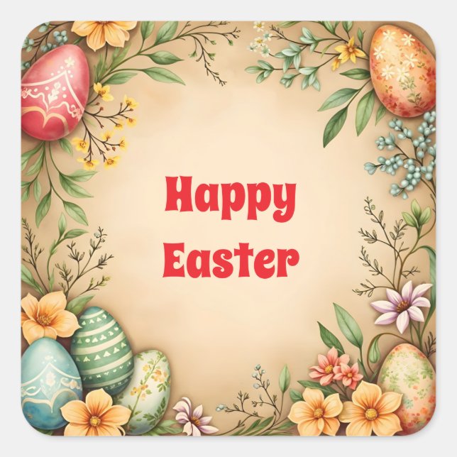 Eggs Easter Vintage Trendy Collection Square Sticker (Front)