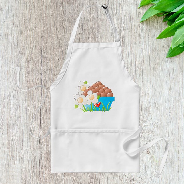 Eggs in Blue Bowl with Flowers and Heart Standard Apron (Creator Uploaded)