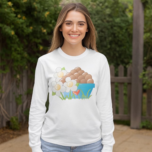 Eggs in Blue Bowl with Flowers and Heart T-Shirt (Creator Uploaded)